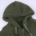 Women's Hooded Sherpa Fleece Jacket With Zip Front