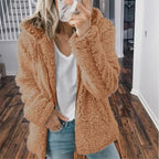 Women's Hooded Sherpa Fleece Jacket With Zip Front