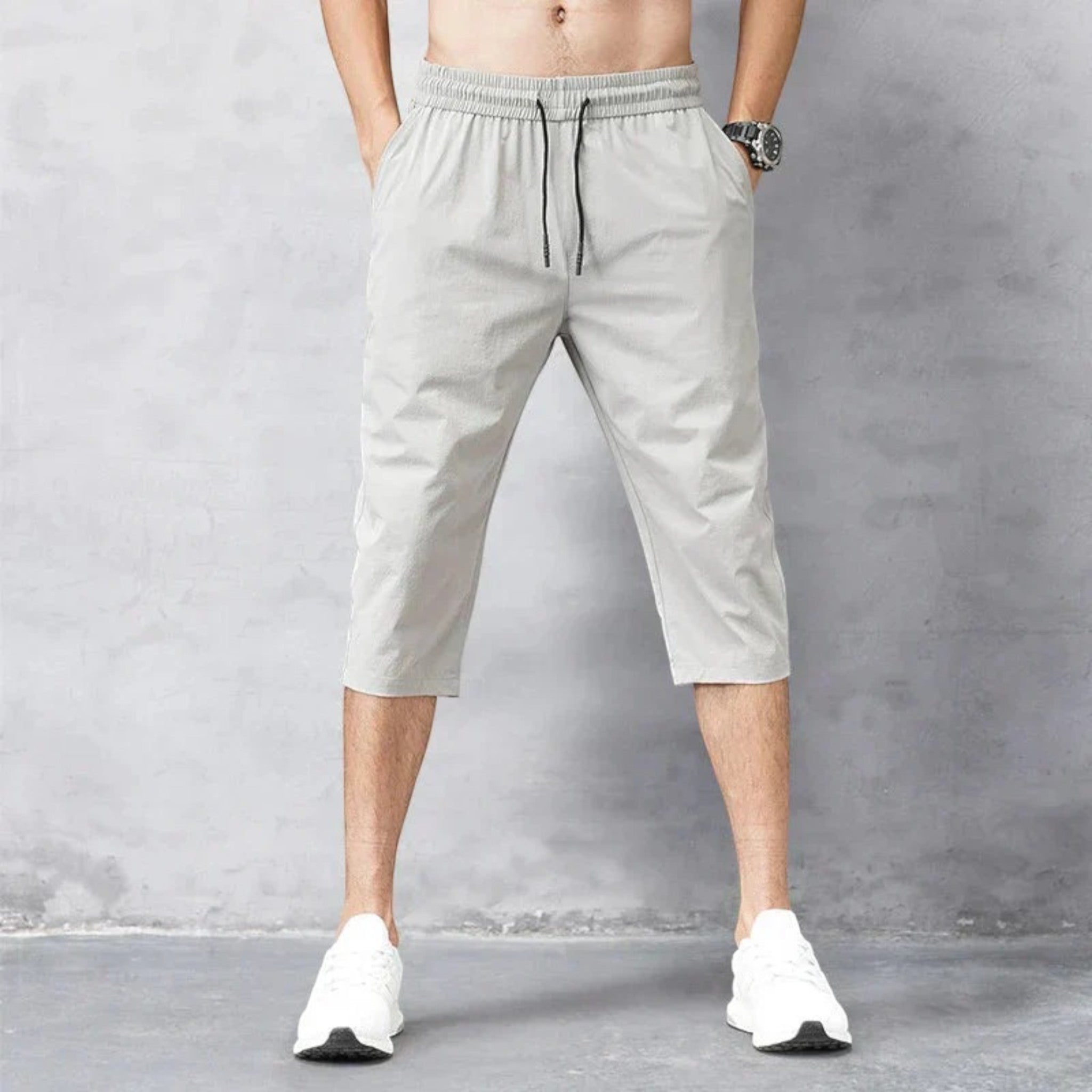 Men's Quick-Dry Nylon Shorts with Elastic Waist and Drawstring for Summer Activities