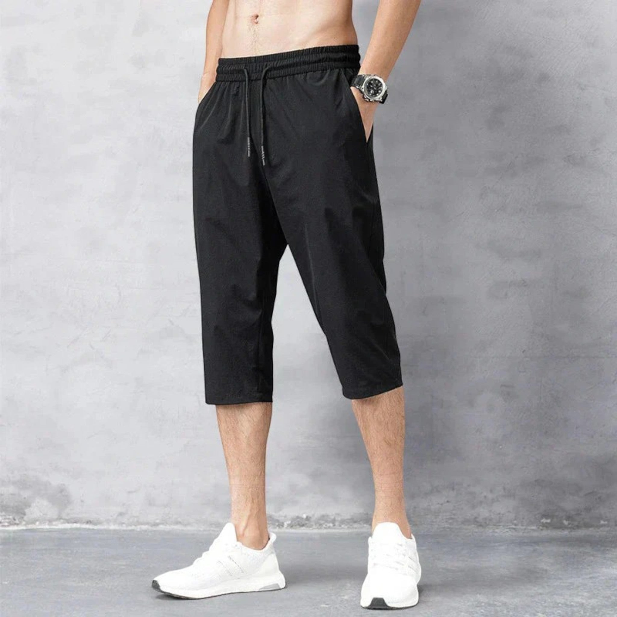 Men's Quick-Dry Nylon Shorts with Elastic Waist and Drawstring for Summer Activities