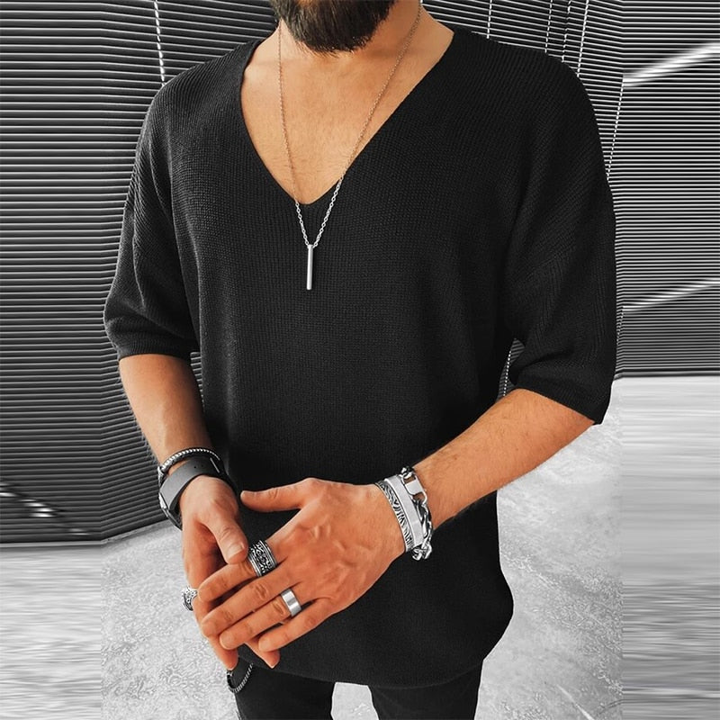 Men's Lightweight V-Neck Knit Sweater