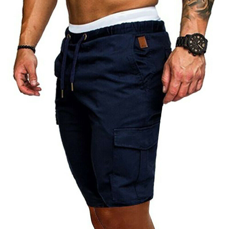 Herrars cargo shorts med dragsko och praktiska fickor