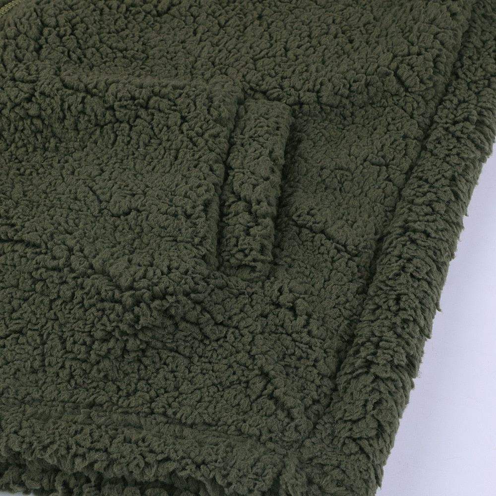 Women's Hooded Sherpa Fleece Jacket With Zip Front