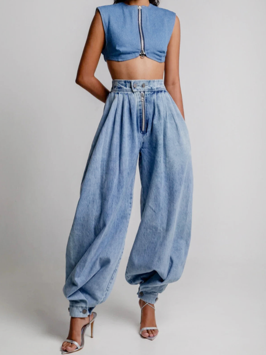 Ballonjeans til kvinder med høj talje