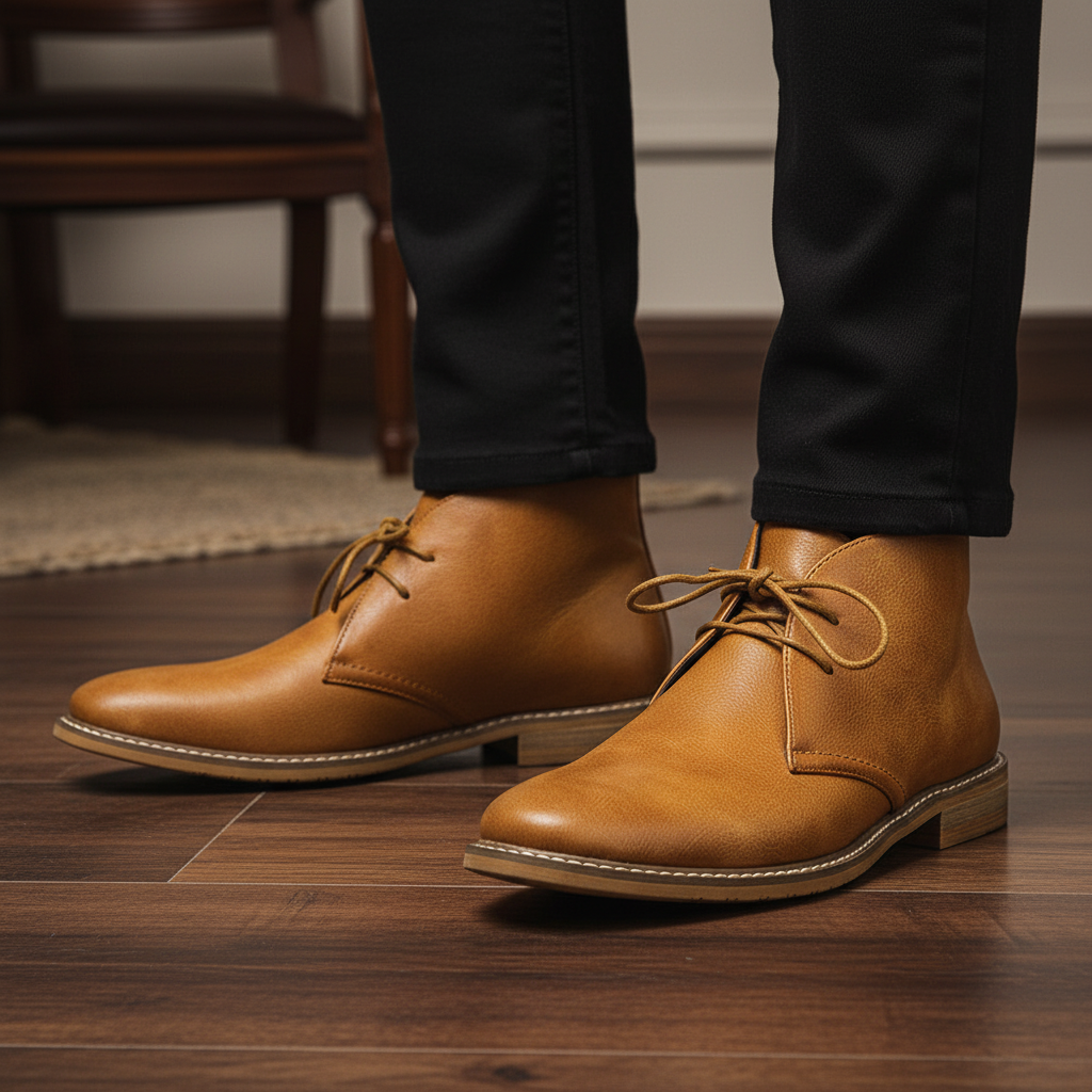 Men's Classic Lace-Up Ankle Boots with Cushioned Insole for Everyday Wear