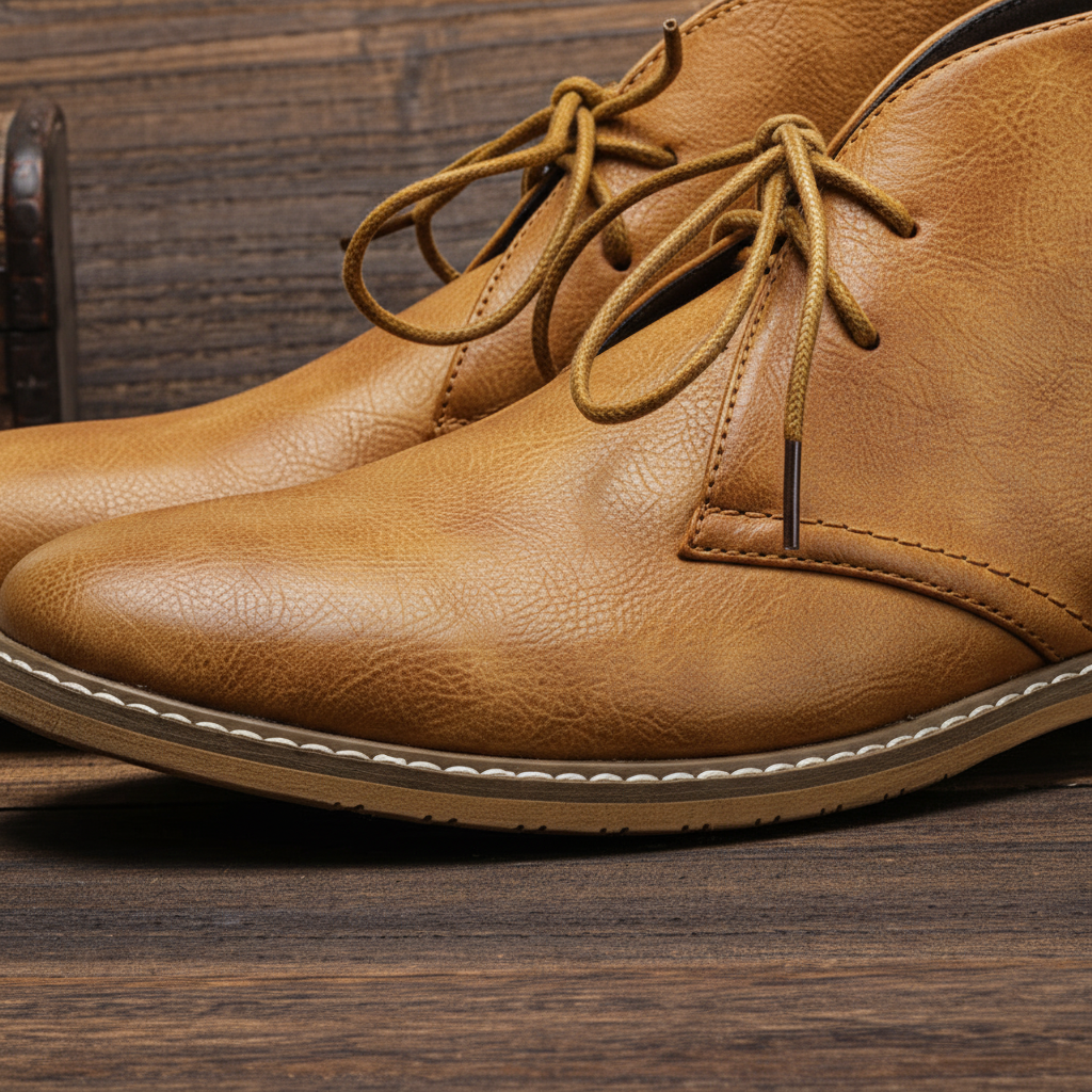 Men's Classic Lace-Up Ankle Boots with Cushioned Insole for Everyday Wear