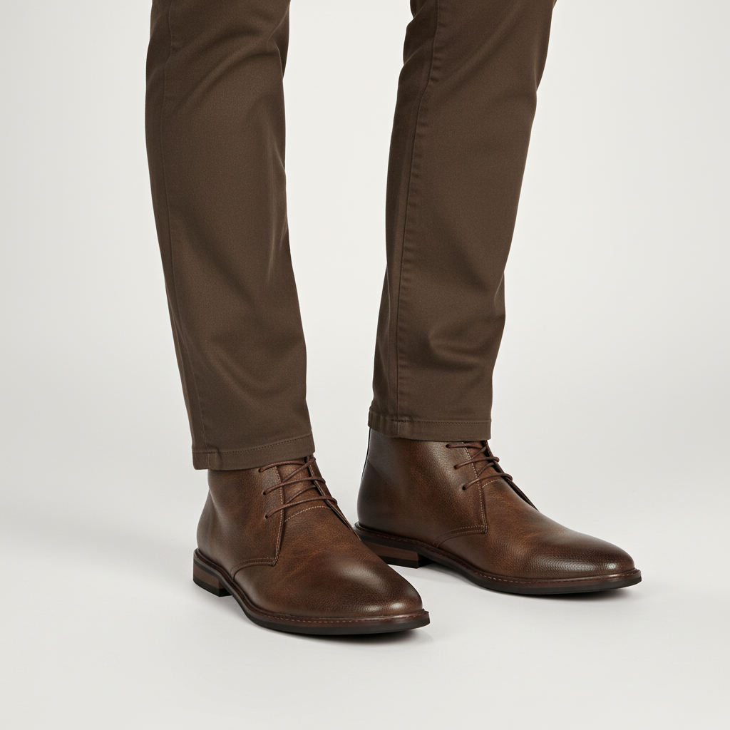 Men's Classic Lace-Up Ankle Boots with Cushioned Insole for Everyday Wear