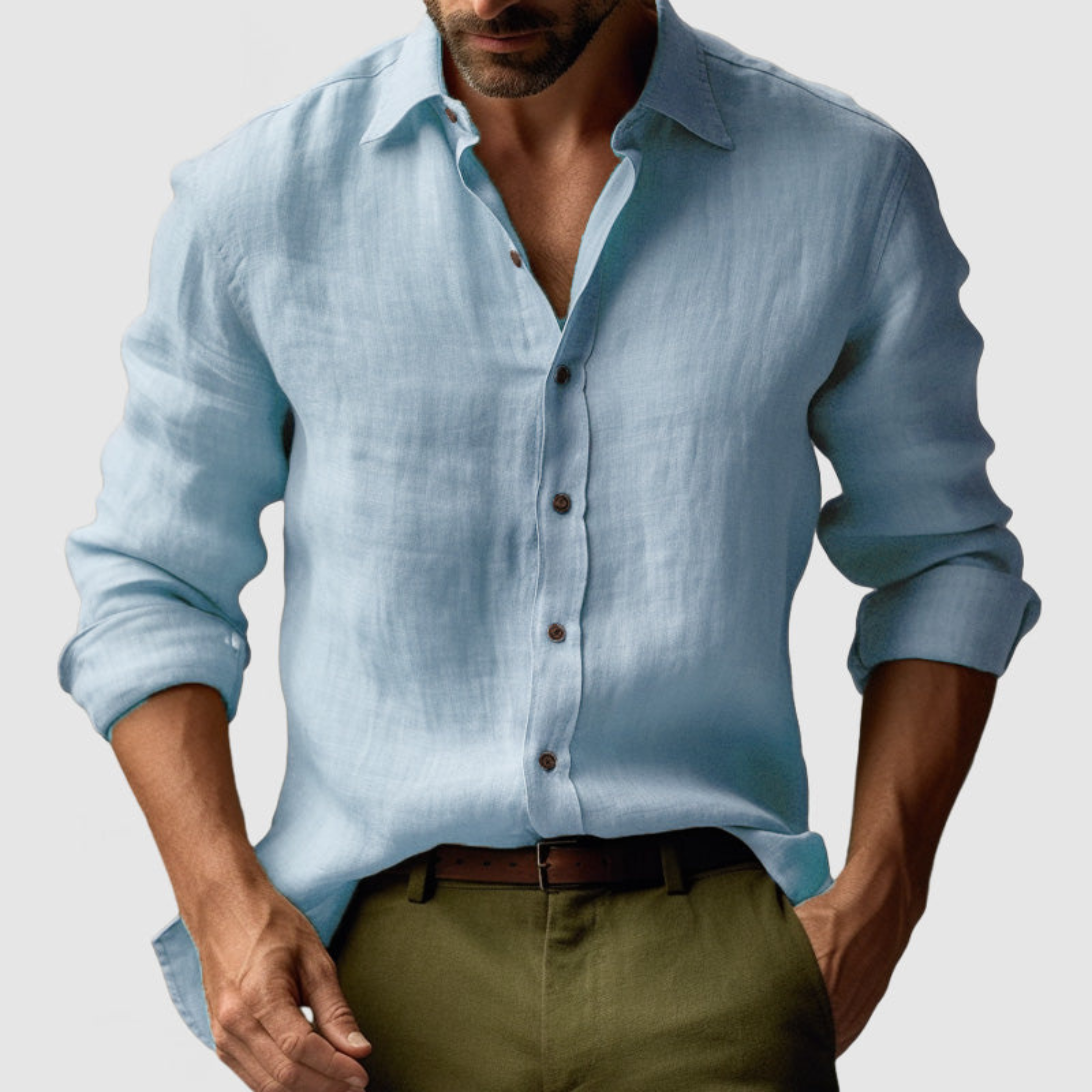 Men's Classic Button Up Shirt with Relaxed Fit and Soft Breathable Fabric
