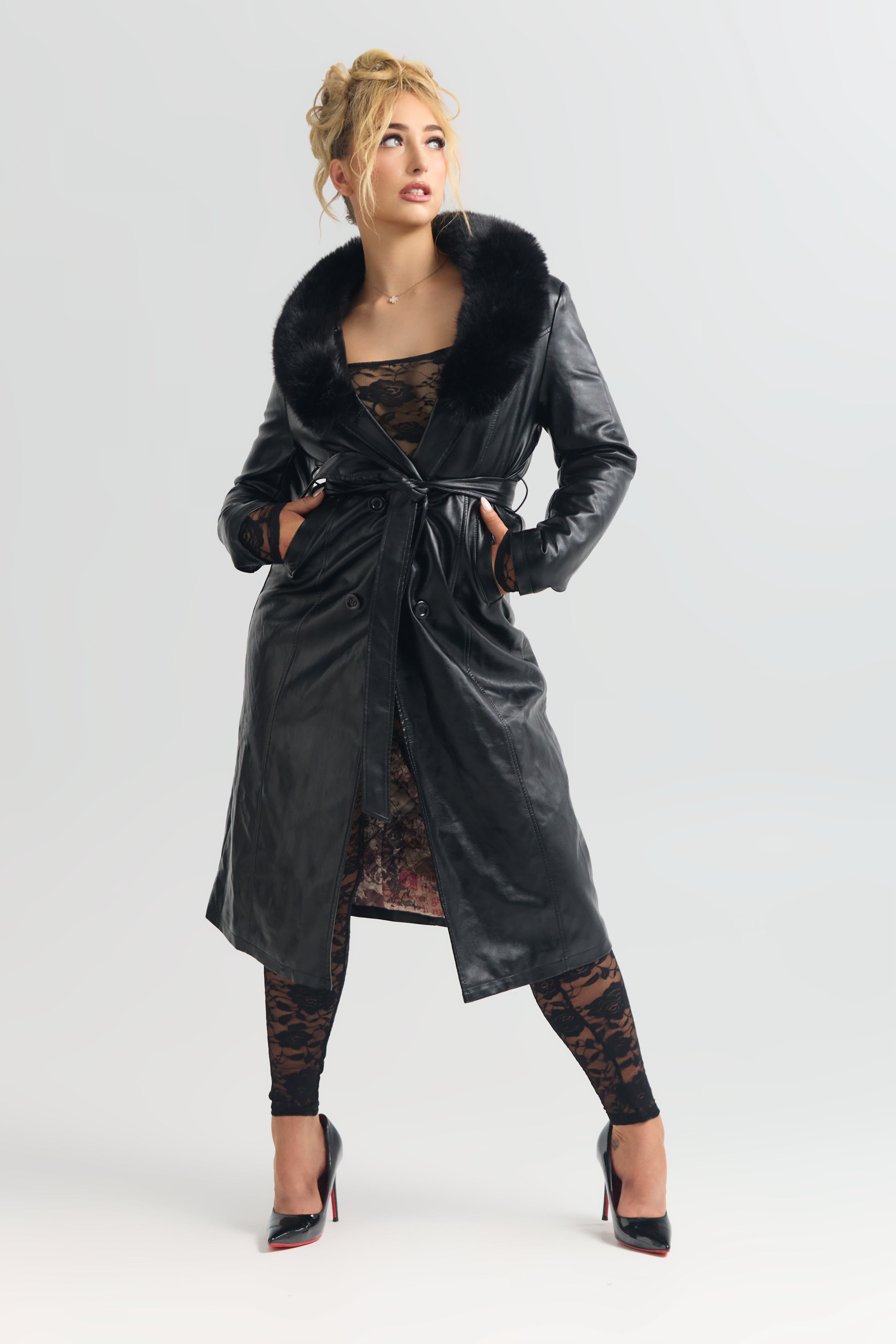 Rubi Faux Leather Trench Coat
