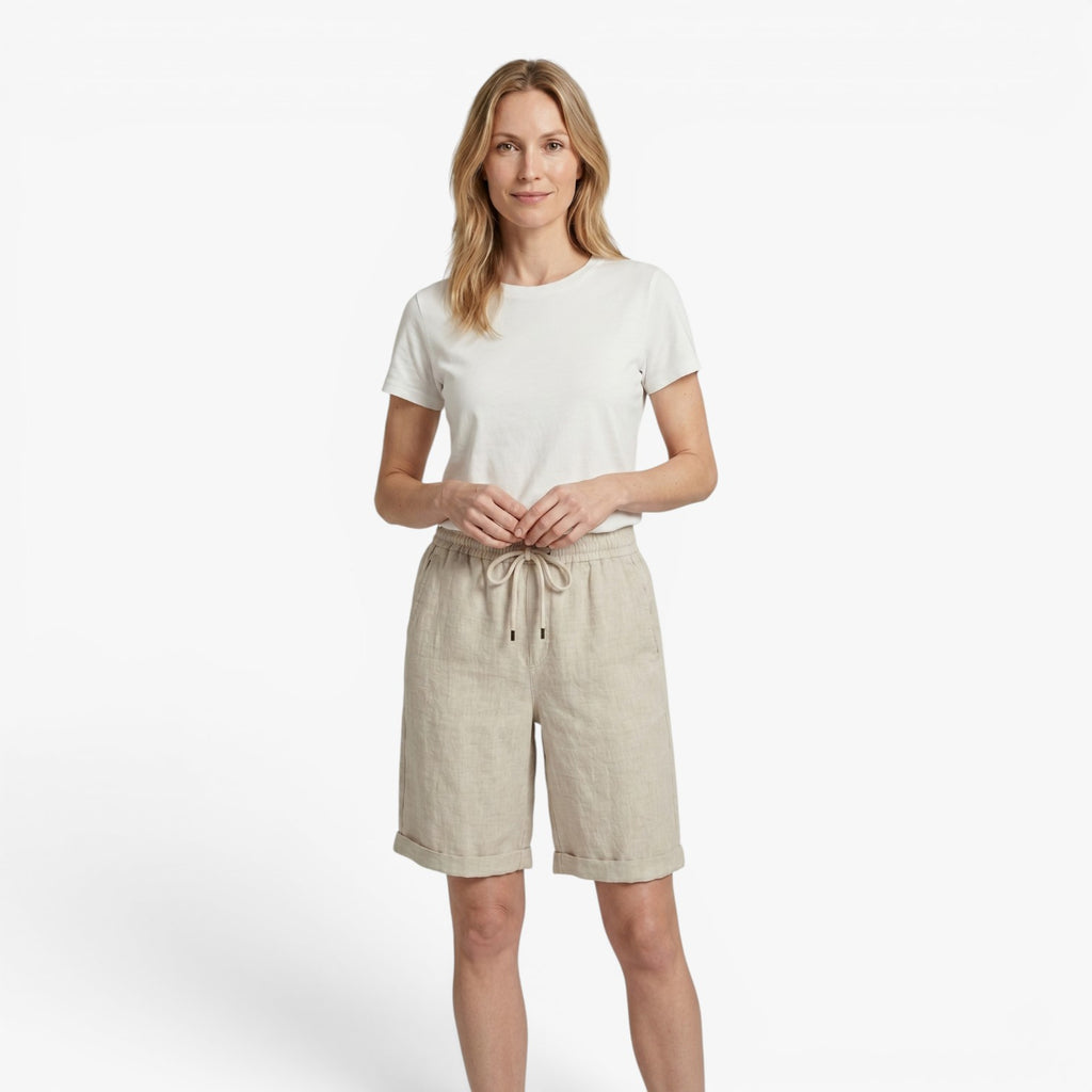 Women's Drawstring Knee-Length Shorts with Rolled Hem