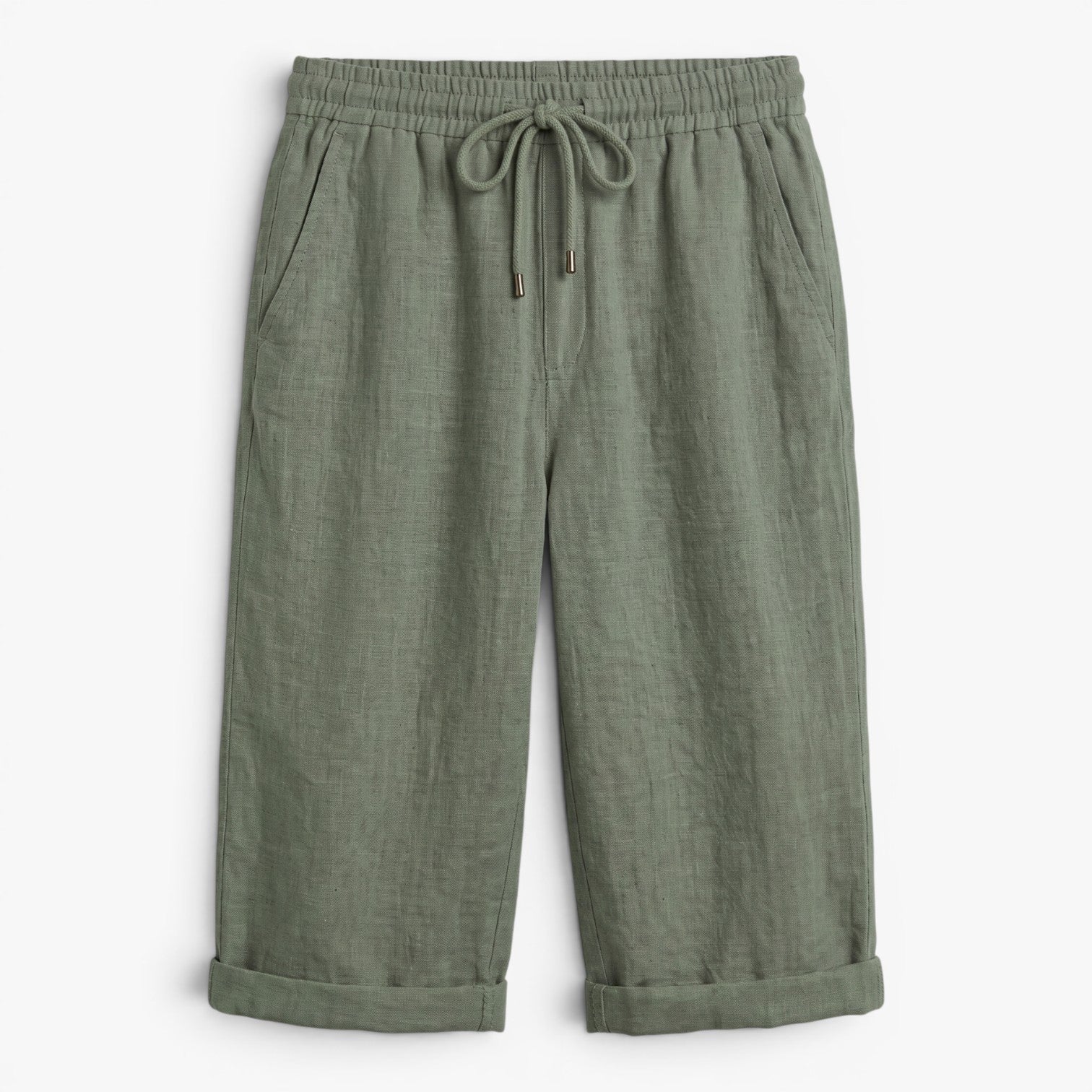 Women's Drawstring Knee-Length Shorts with Rolled Hem