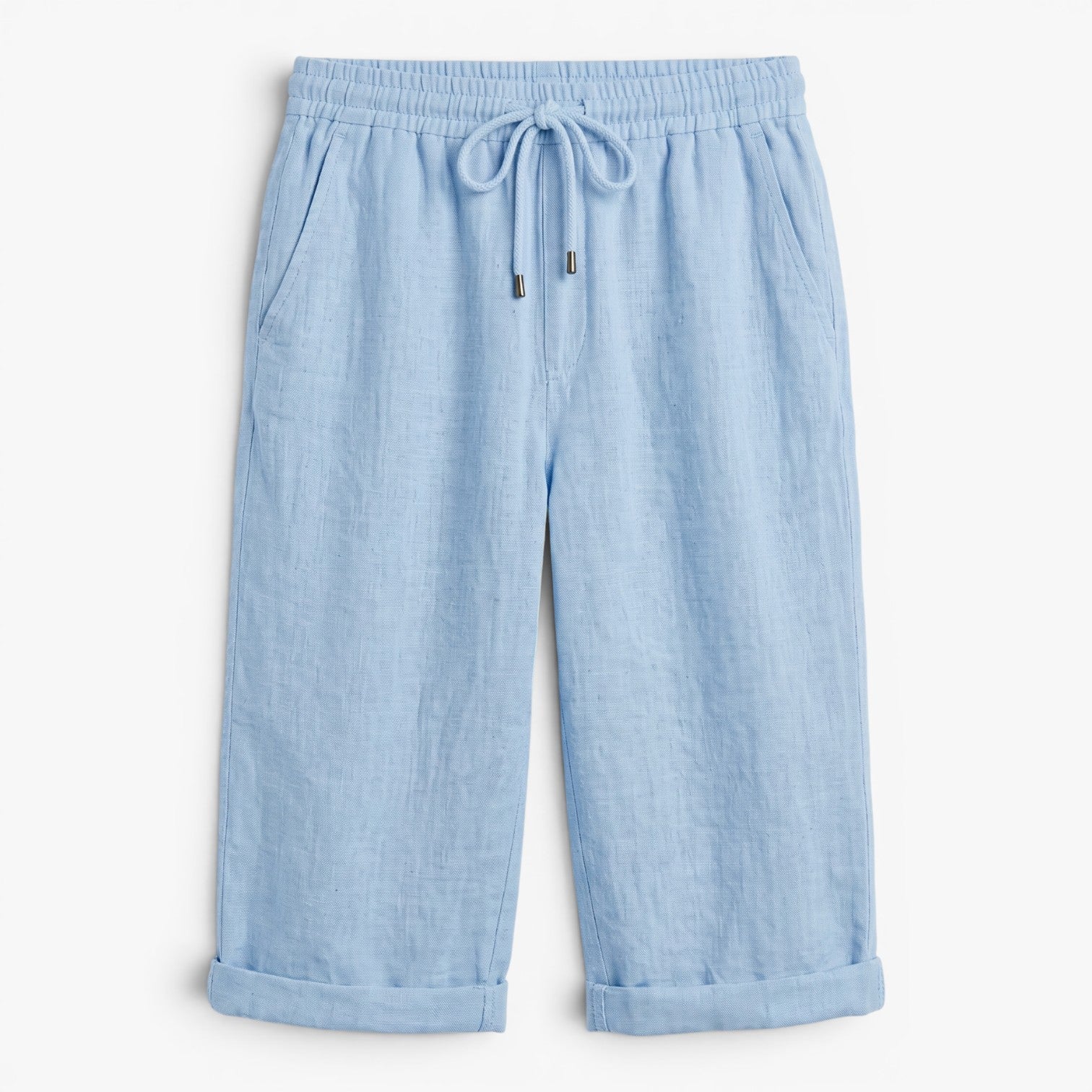Women's Drawstring Knee-Length Shorts with Rolled Hem