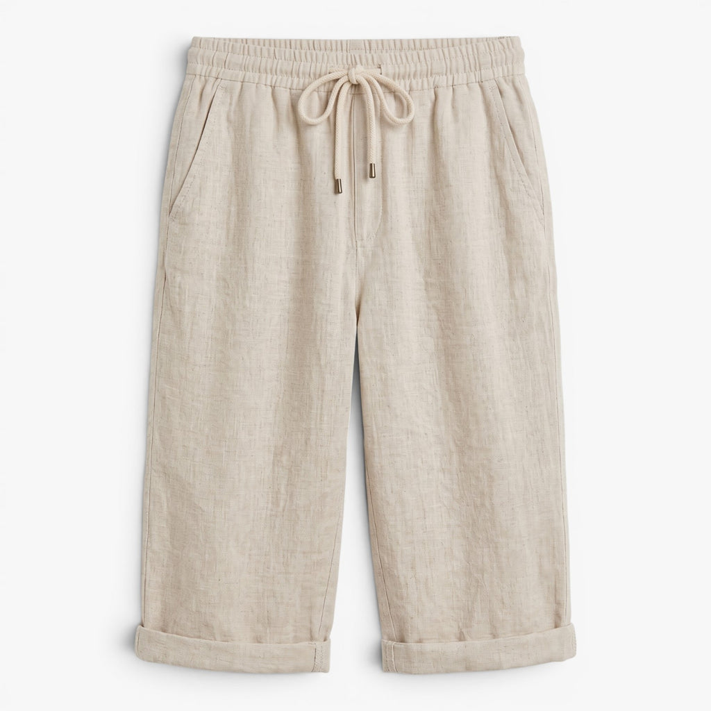 Women's Drawstring Knee-Length Shorts with Rolled Hem