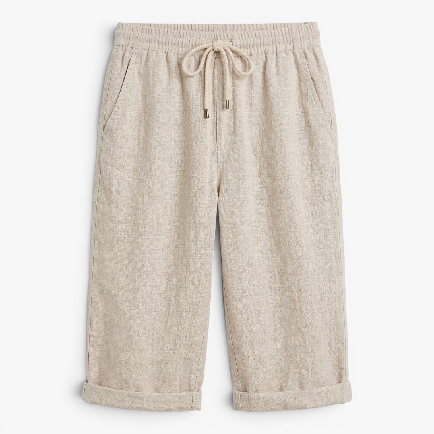 Women's Drawstring Knee-Length Shorts with Rolled Hem