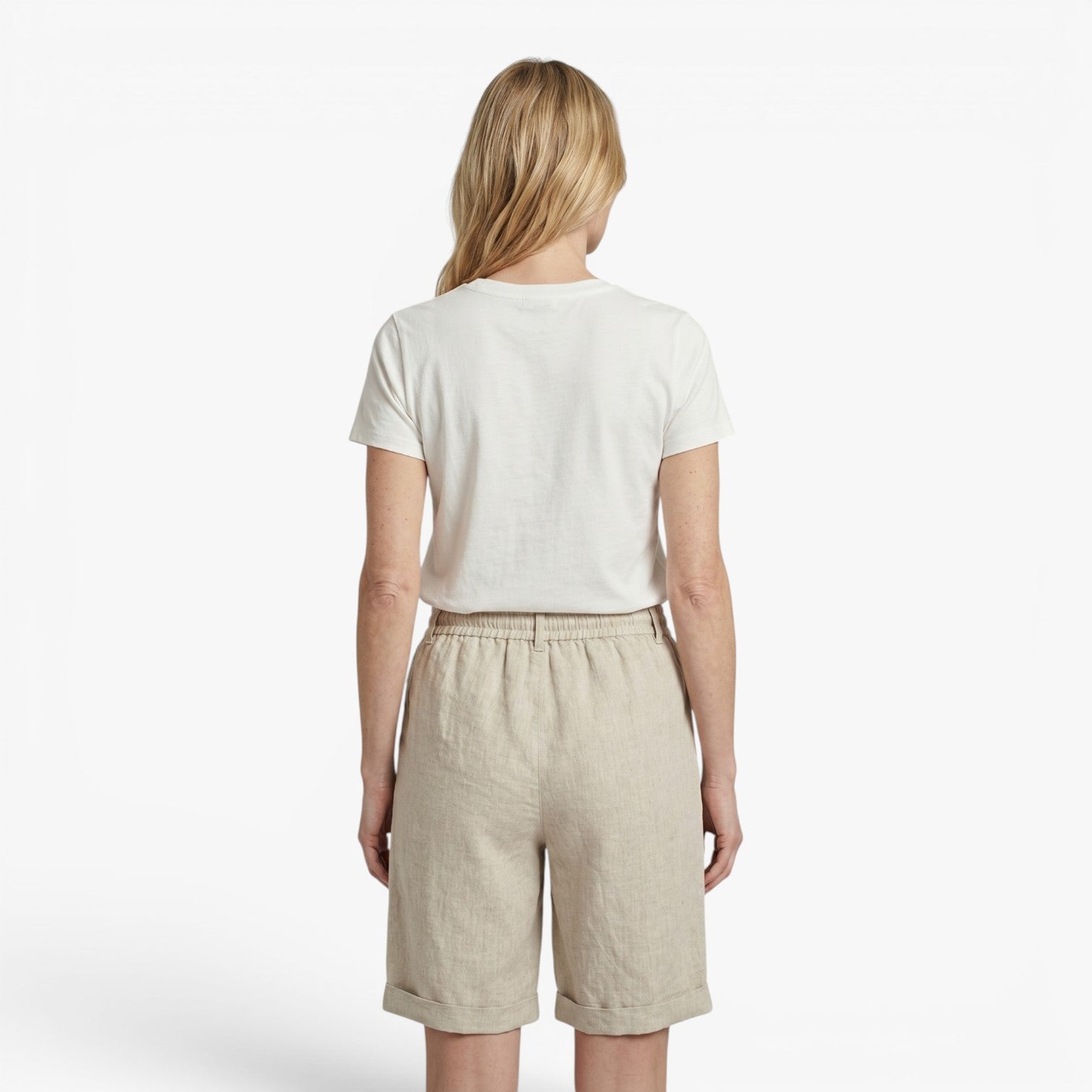 Women's Drawstring Knee-Length Shorts with Rolled Hem