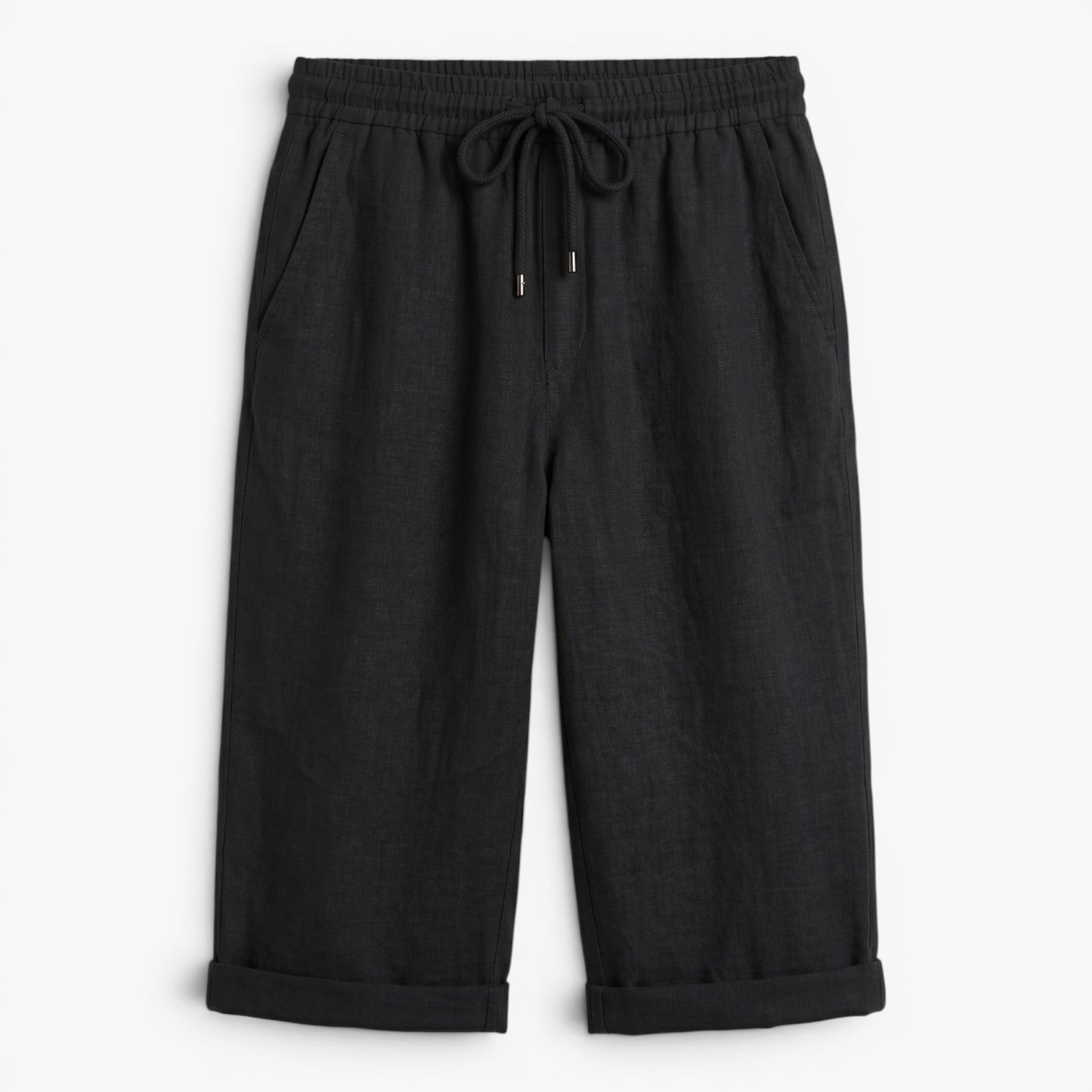 Women's Drawstring Knee-Length Shorts with Rolled Hem