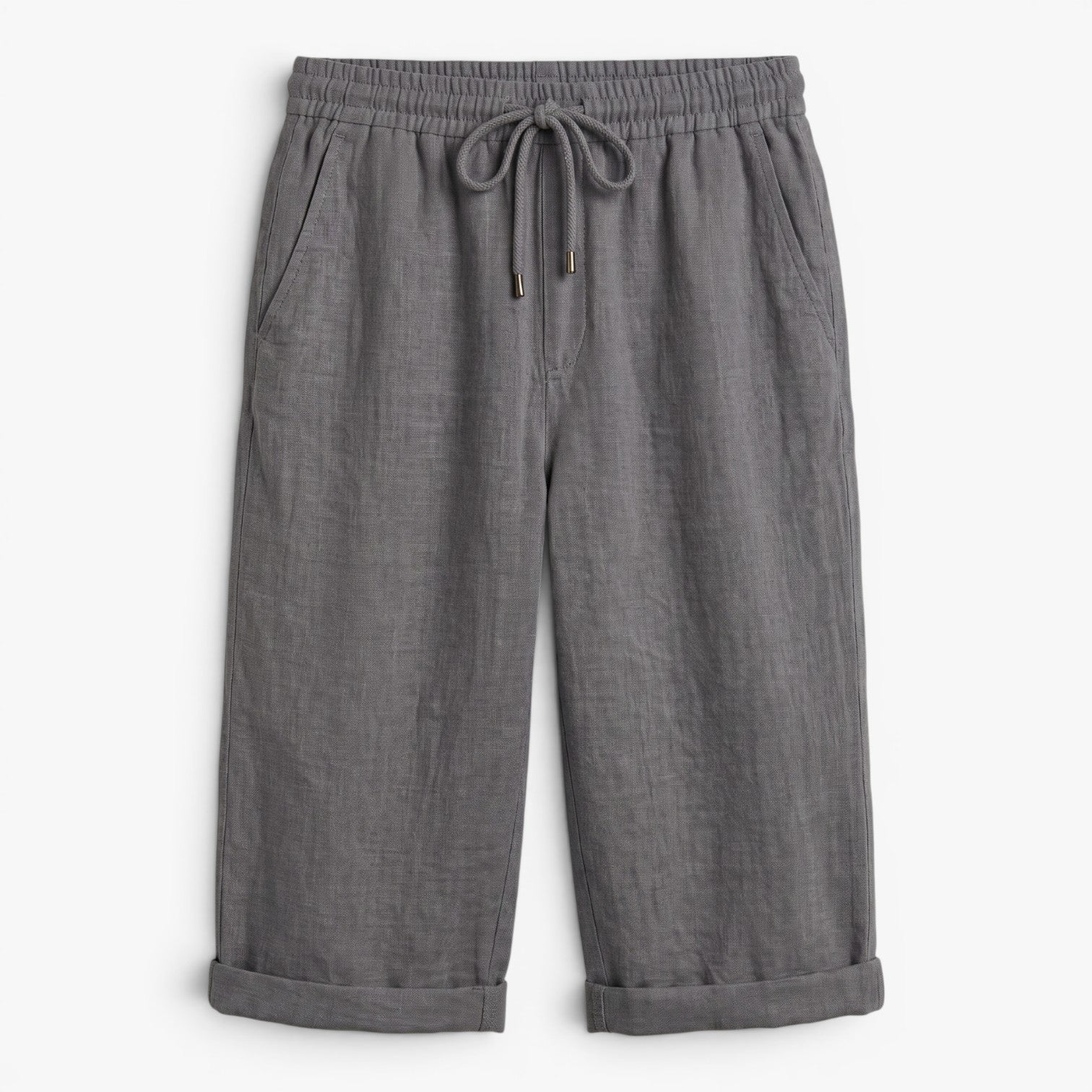 Women's Drawstring Knee-Length Shorts with Rolled Hem