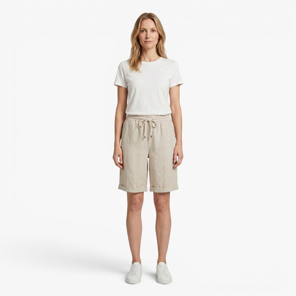 Women's Drawstring Knee-Length Shorts with Rolled Hem