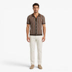 Men's Textured Stripe Vintage Knit Polo Shirt