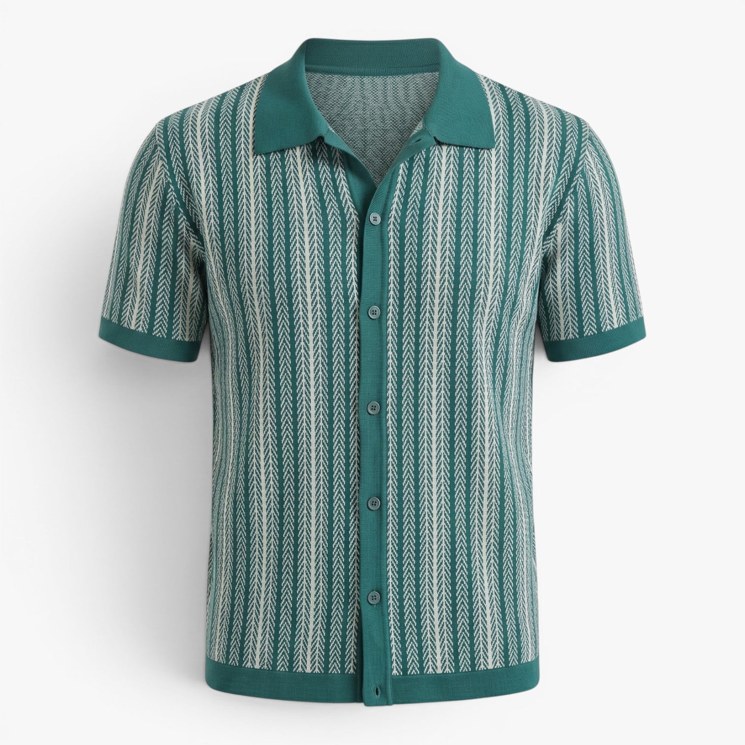 Men's Textured Stripe Vintage Knit Polo Shirt