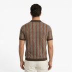 Men's Textured Stripe Vintage Knit Polo Shirt
