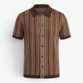 Herren Vintage-Strick-Poloshirt mit strukturierten Streifen
