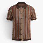 Men's Textured Stripe Vintage Knit Polo Shirt