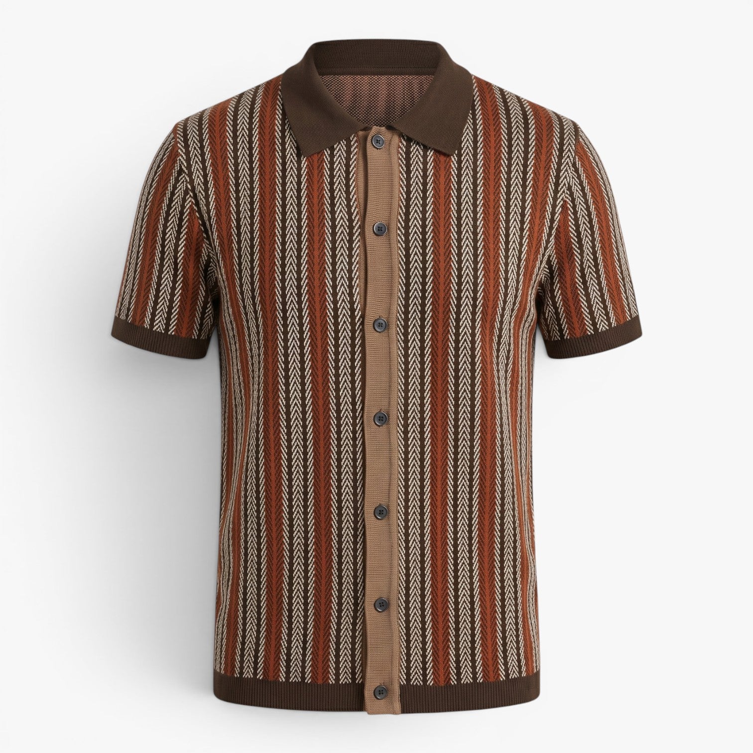 Men's Textured Stripe Vintage Knit Polo Shirt