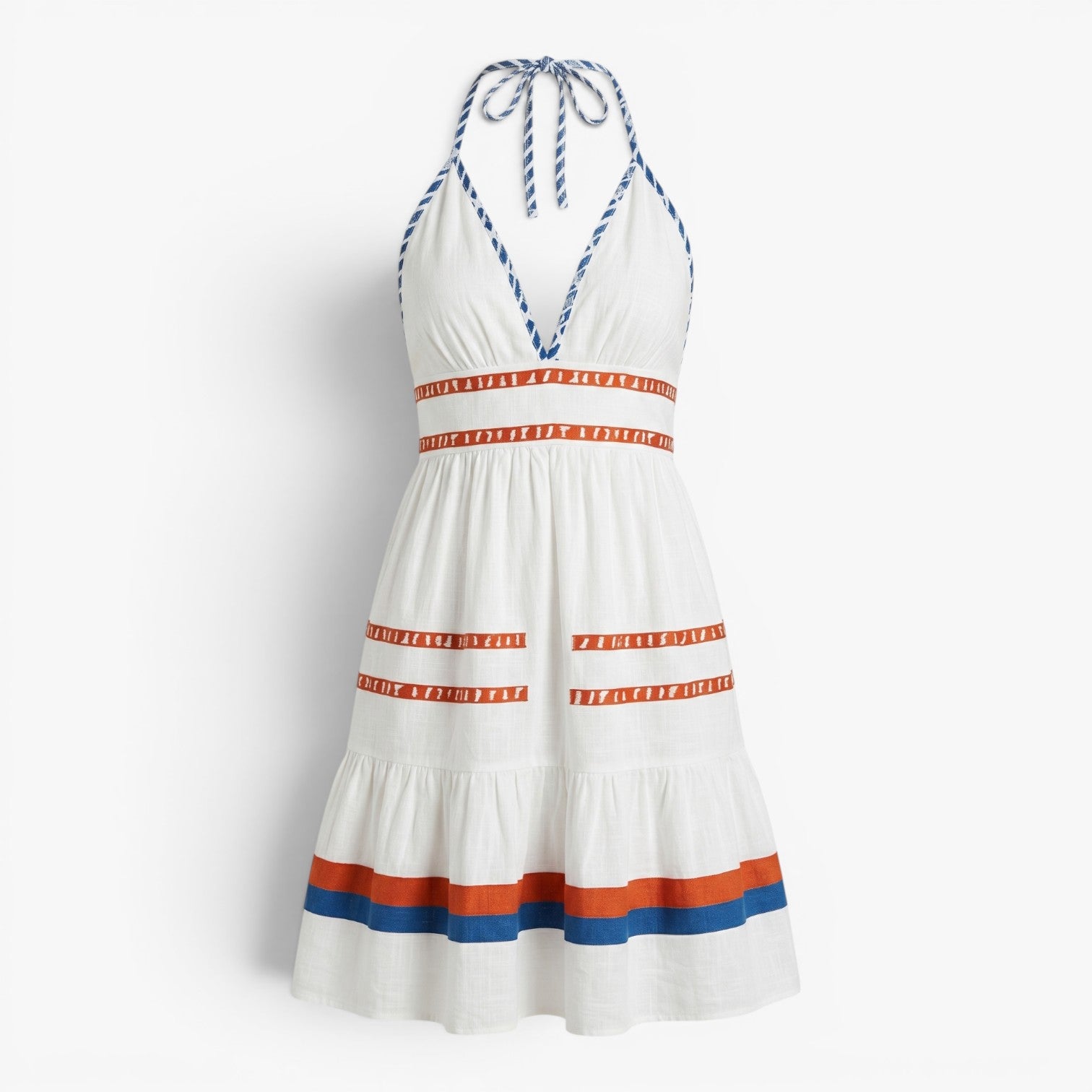 Women's Halter Mini Dress with Trim Detail