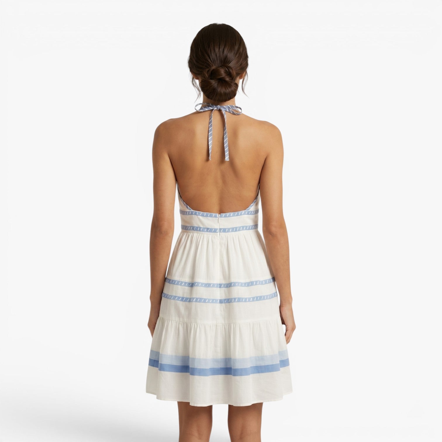 Women's Halter Mini Dress with Trim Detail