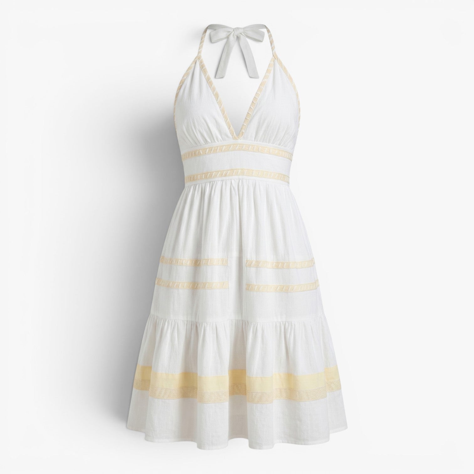 Women's Halter Mini Dress with Trim Detail