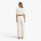 Women's Belted V-Neck Wide Leg Jumpsuit