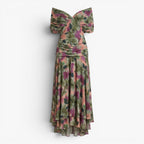 Women's Elegant V-Neck Midi Dress with Flowing Mesh Overlay
