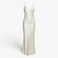 Damen Maxikleid aus Satin mit Schlitz