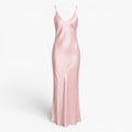 Robe longue fendue en satin pour femme