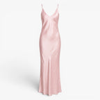 Robe longue fendue en satin pour femme