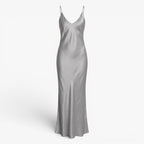 Damen Maxikleid aus Satin mit Schlitz