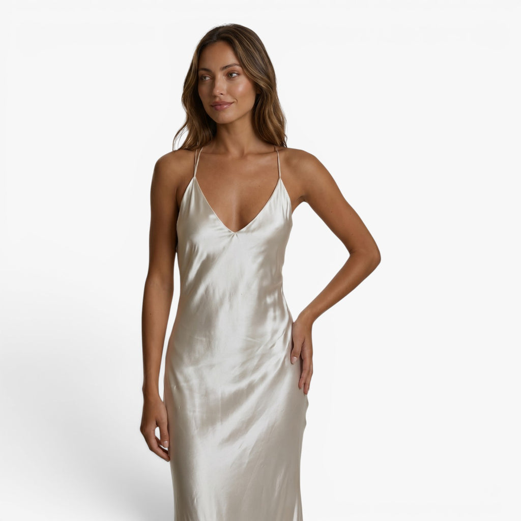 Women's Satin Slip Maxi Slit Dress