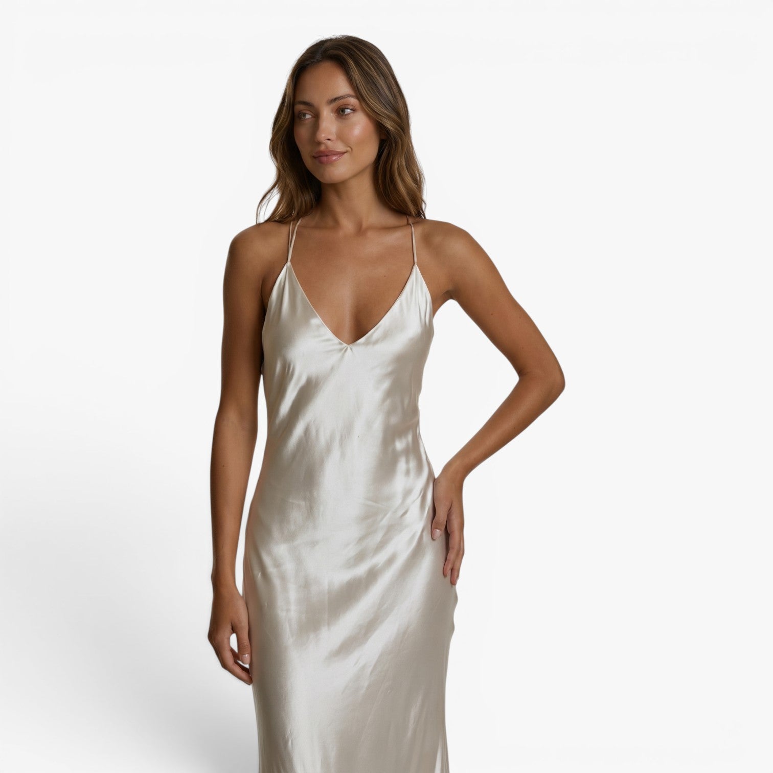 Women's Satin Slip Maxi Slit Dress
