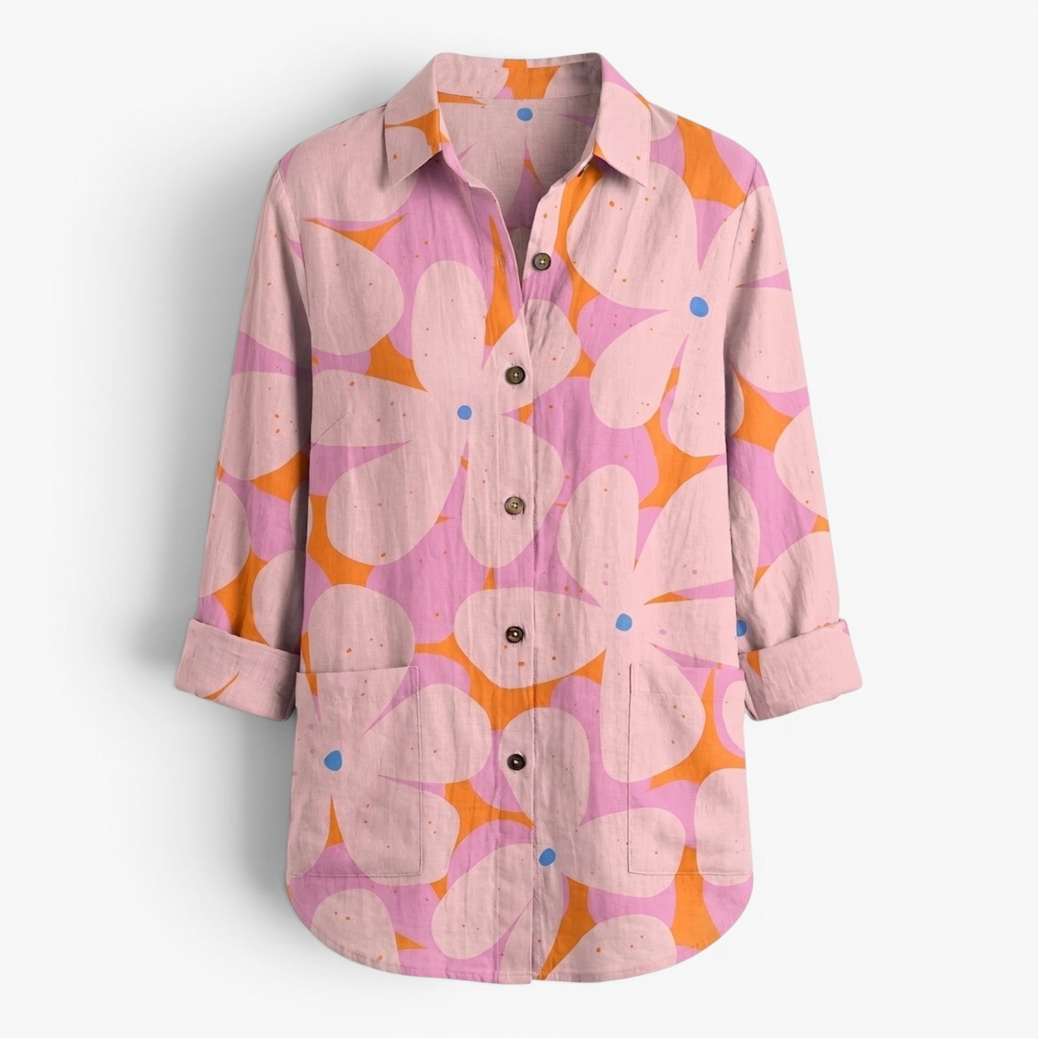 Women's Coastal Print Button-Up Shirt with Relaxed Fit