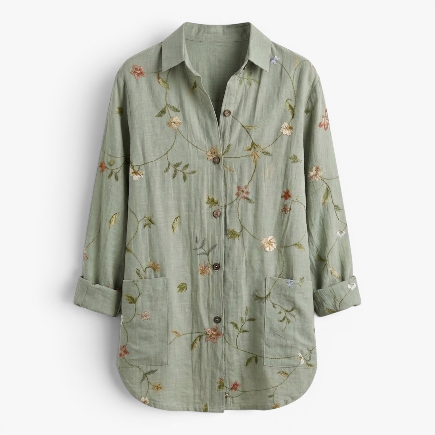 Women's Coastal Print Button-Up Shirt with Relaxed Fit