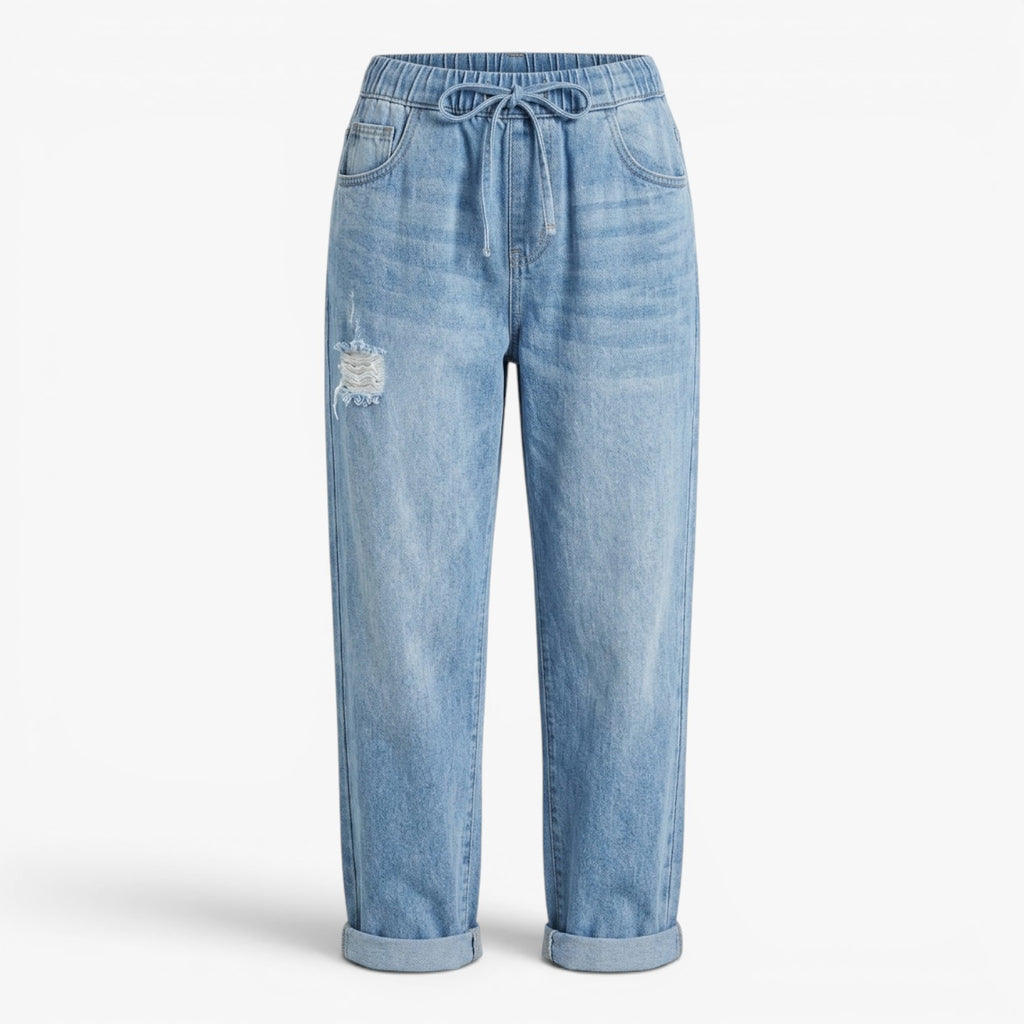 Women's Relaxed Denim Jogger Pants with Elastic Waist