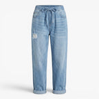 Women's Relaxed Denim Jogger Pants with Elastic Waist