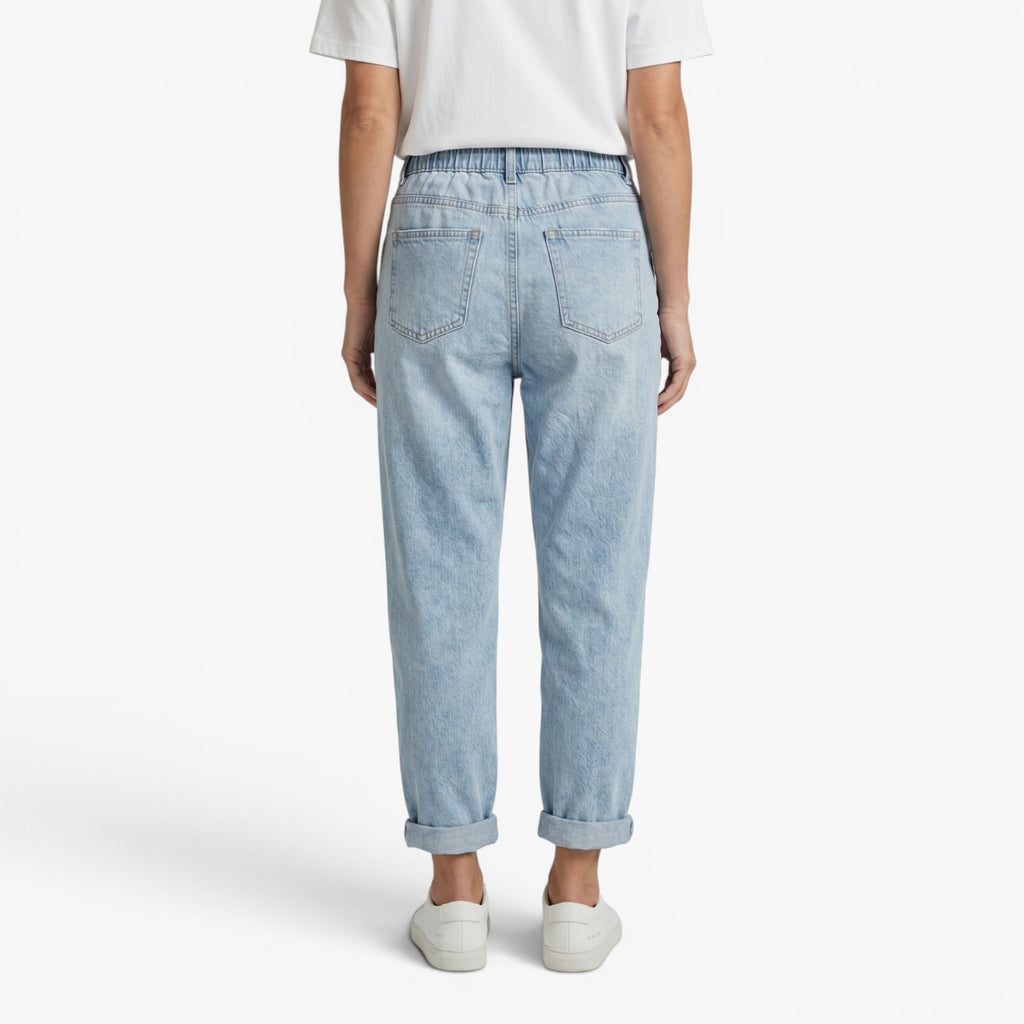 Women's Relaxed Denim Jogger Pants with Elastic Waist