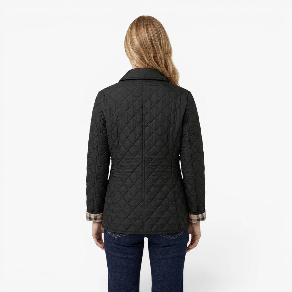 Women's Diamond Quilted Stand Collar Tailored Puffer Jacket
