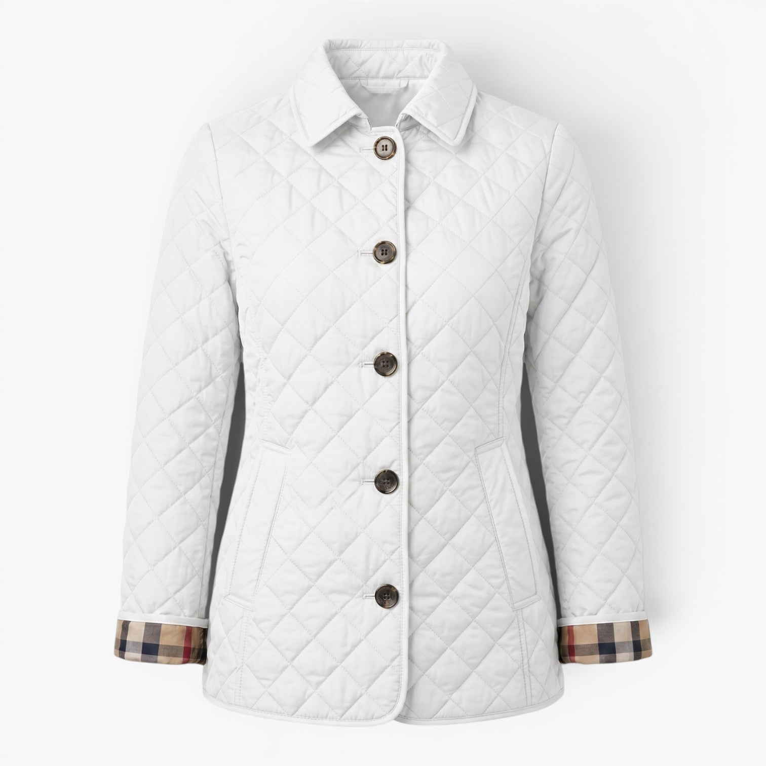 Women's Diamond Quilted Stand Collar Tailored Puffer Jacket