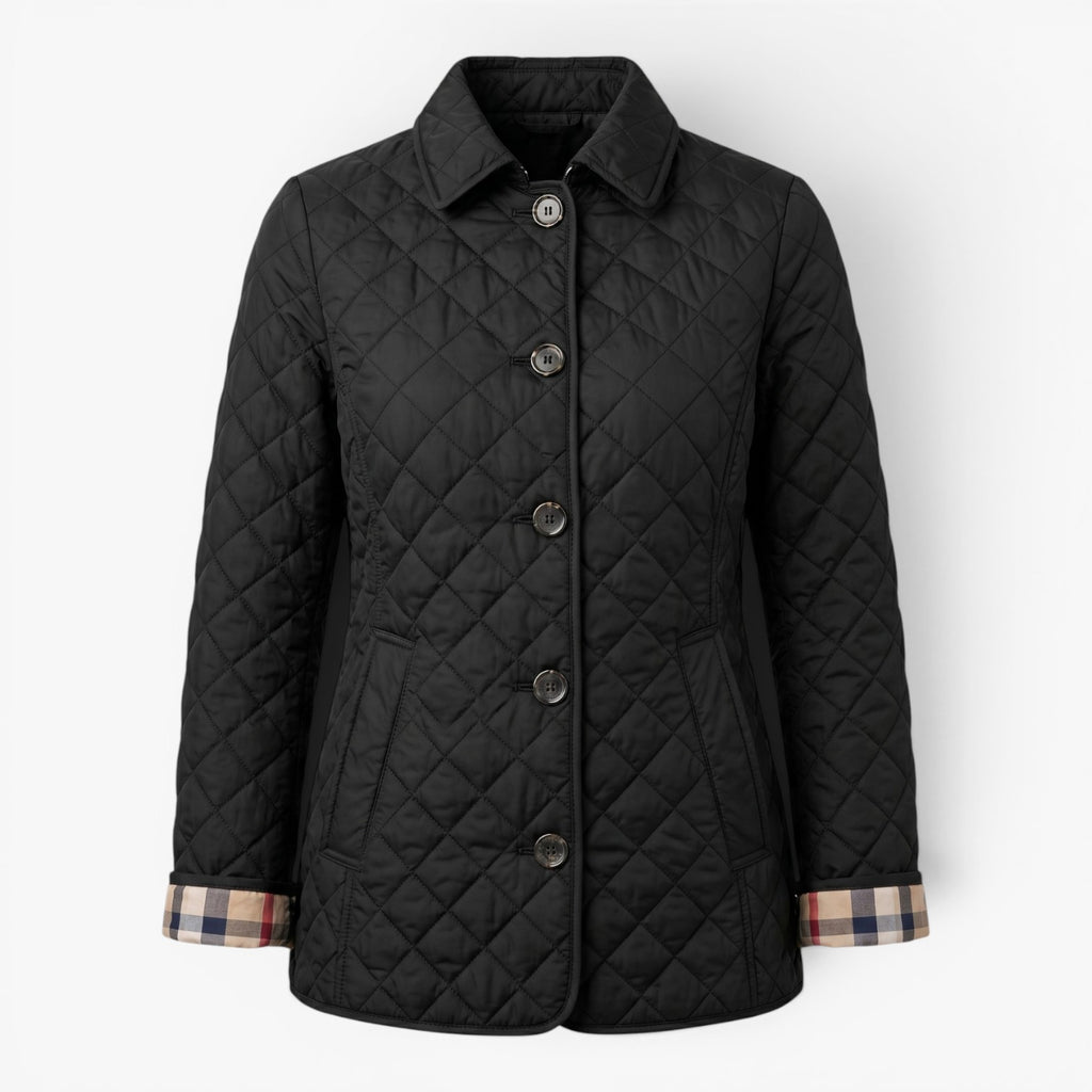 Women's Diamond Quilted Stand Collar Tailored Puffer Jacket