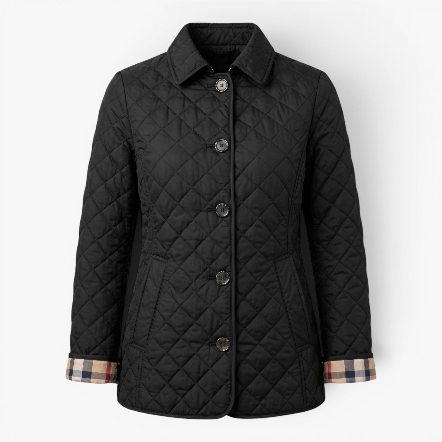 Women's Diamond Quilted Stand Collar Tailored Puffer Jacket