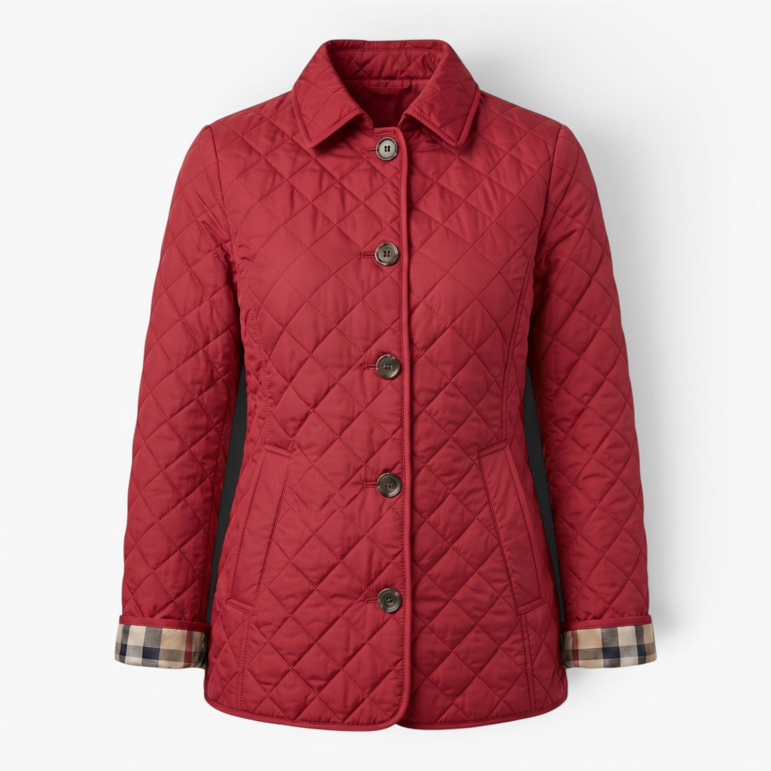 Women's Diamond Quilted Stand Collar Tailored Puffer Jacket