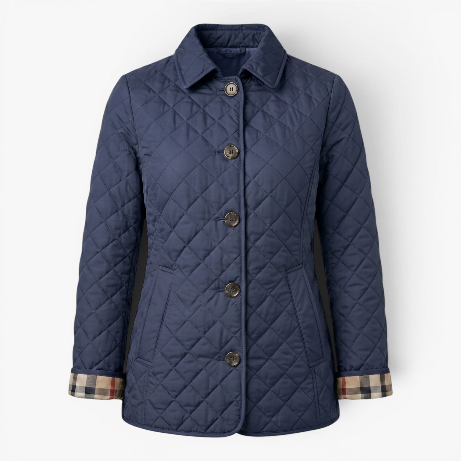 Women's Diamond Quilted Stand Collar Tailored Puffer Jacket